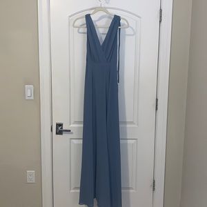 Blue long, sleeveless formal dress from Lulu’s.